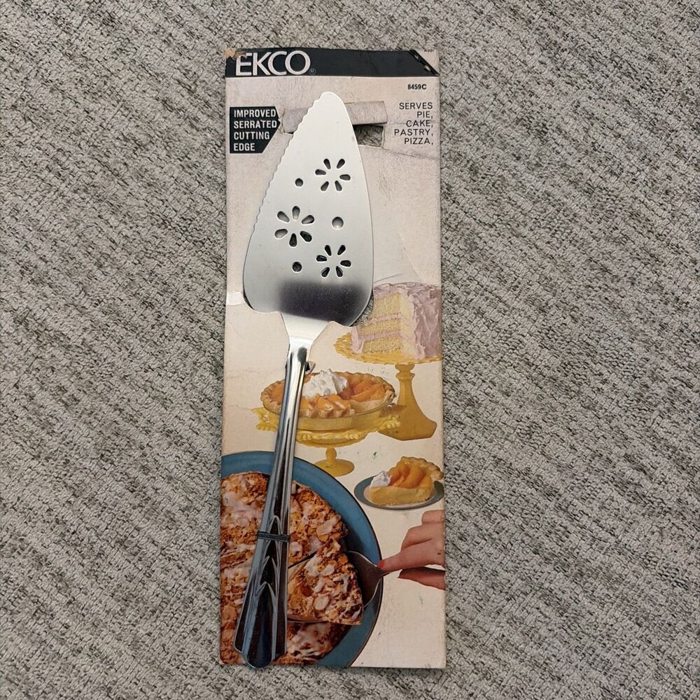 Ekco EKS7 Stainless Pie Server Glossy USA Chevron Geometric Center Flatware New